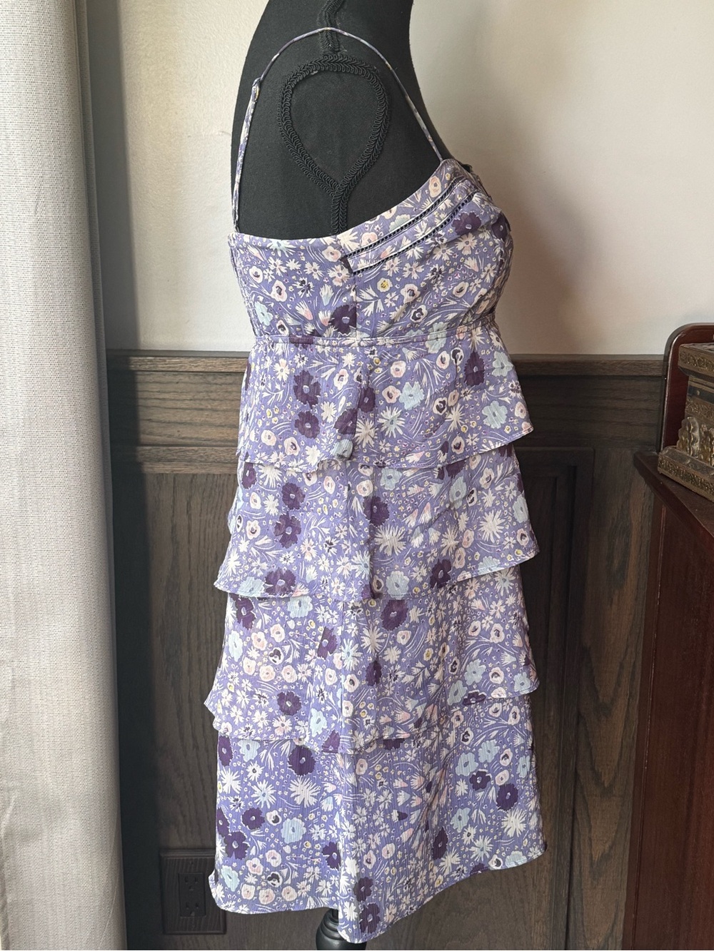 American Eagle Dress 2 Cascade Ruffle Tiered Babydoll Empire Fairy Romantic sz6 - Picture 5 of 7